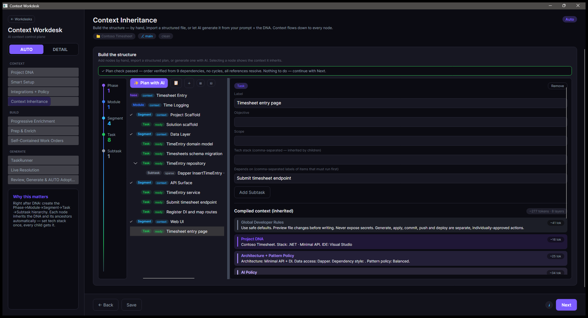 Context Inheritance met plan check
